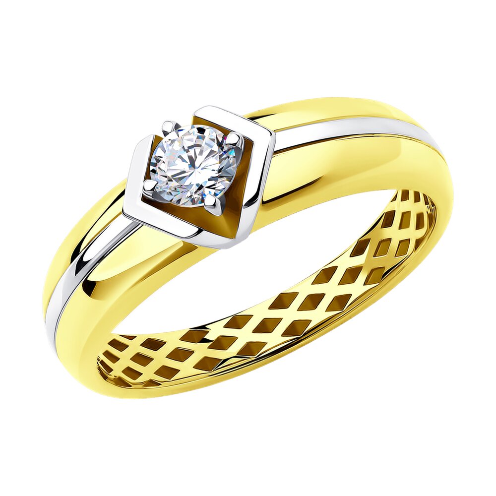 Кольцо помолвочное из желтого золота с фианитом Ювелирное изделие - Кольцо помолвочное из желтого золота с фианитом в магазине Best-Gold 097867