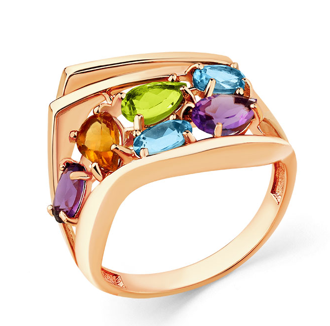 Ювелирное изделие - Кольцо из красного золота с миксом камней в магазине Best-Gold 122290