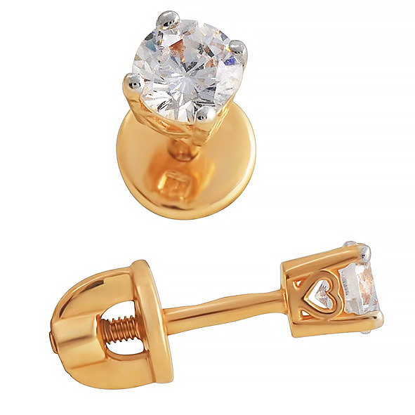 Серьги из красного золота с фианитами Ювелирное изделие - Серьги из красного золота с фианитами в магазине Best-Gold 131078