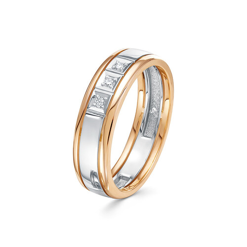 Ювелирное изделие - Обручальное кольцо из комбинированного золота с бриллиантами в магазине Best-Gold 105713