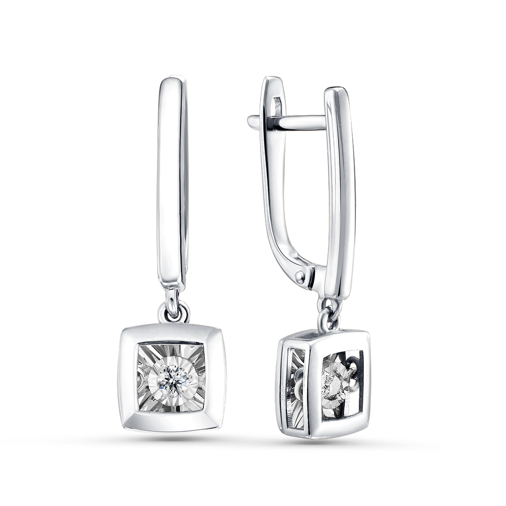 Серьги из белого золота с бриллиантами Ювелирное изделие - Серьги из белого золота с бриллиантами в магазине Best-Gold 143382