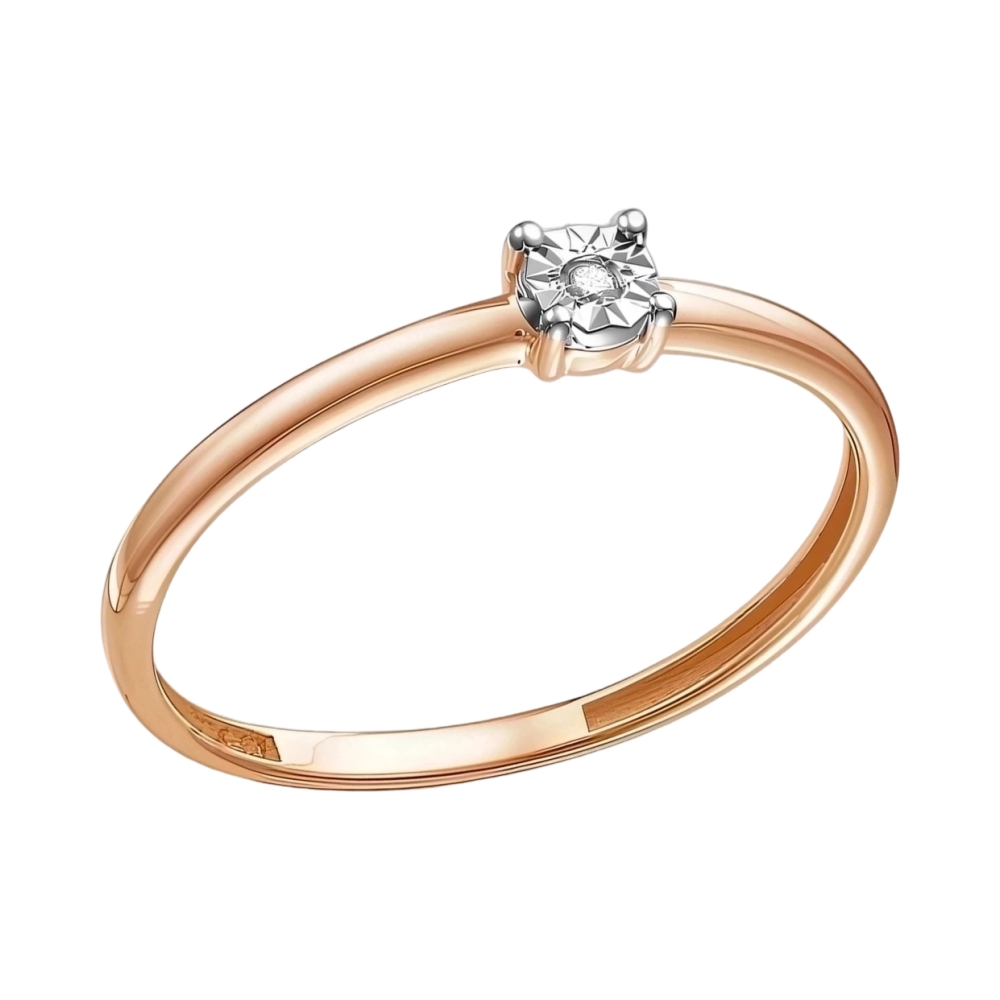 Кольцо помолвочное из красного золота с бриллиантом Ювелирное изделие - Кольцо помолвочное из красного золота с бриллиантом в магазине Best-Gold 044588