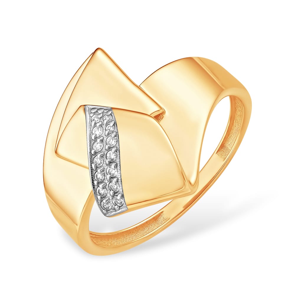 Кольцо из красного золота с фианитами