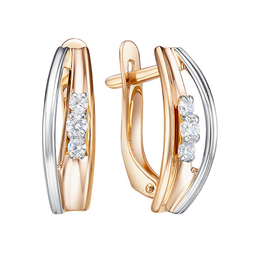 Серьги из красного золота с фианитами Ювелирное изделие - Серьги из красного золота с фианитами в магазине Best-Gold 030340