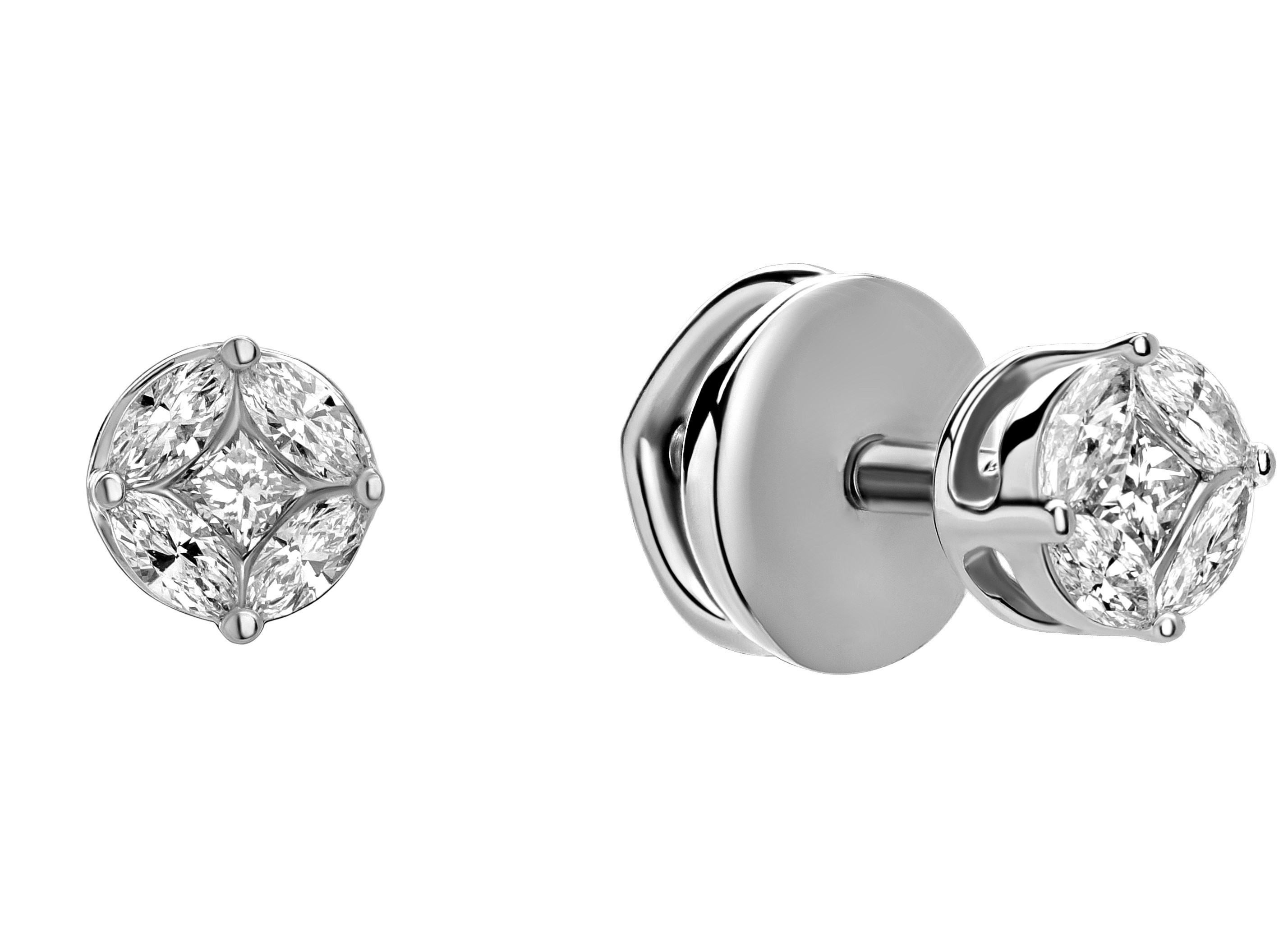 Ювелирное изделие - Серьги из белого золота с бриллиантами в магазине Best-Gold 027748