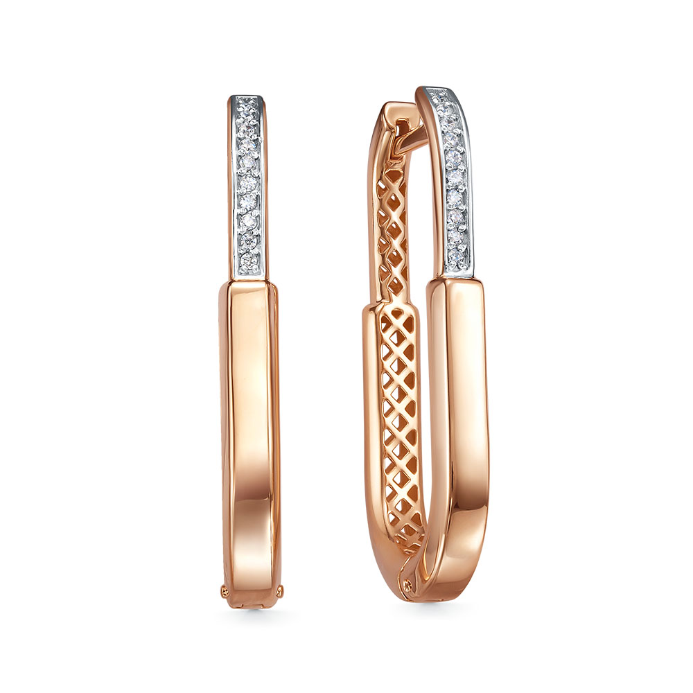 Серьги из красного золота с фианитами Ювелирное изделие - Серьги из красного золота с фианитами в магазине Best-Gold 149555