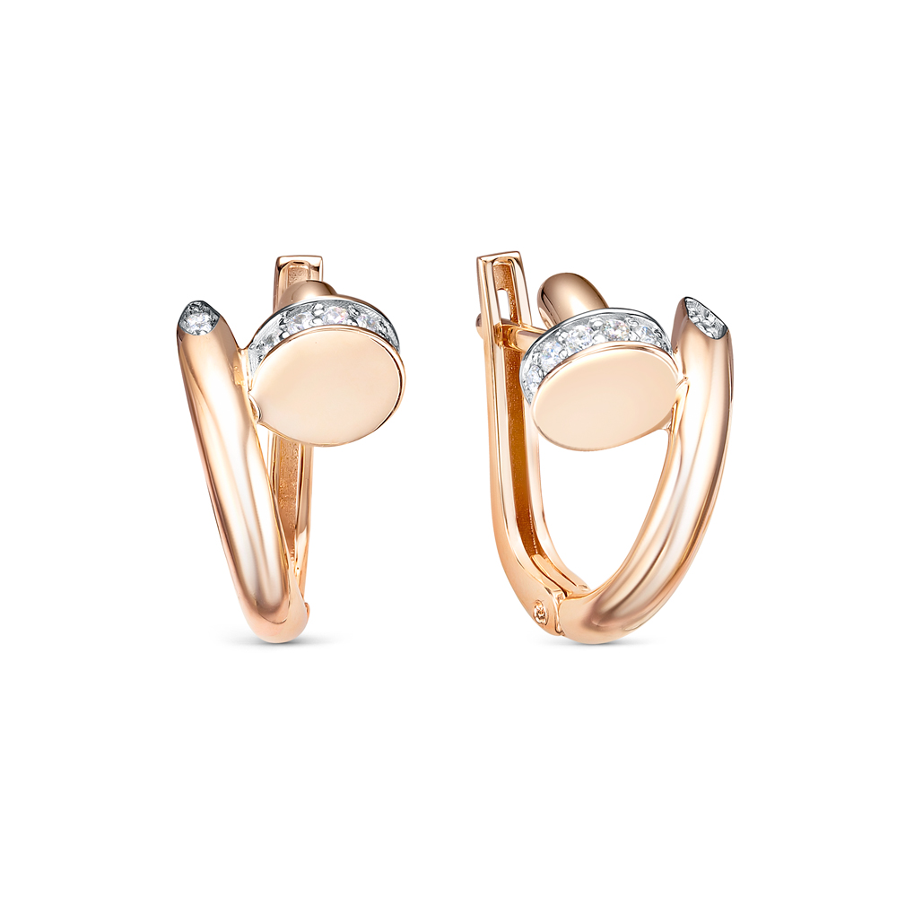 Серьги из красного золота с фианитами Ювелирное изделие - Серьги из красного золота с фианитами в магазине Best-Gold 125982