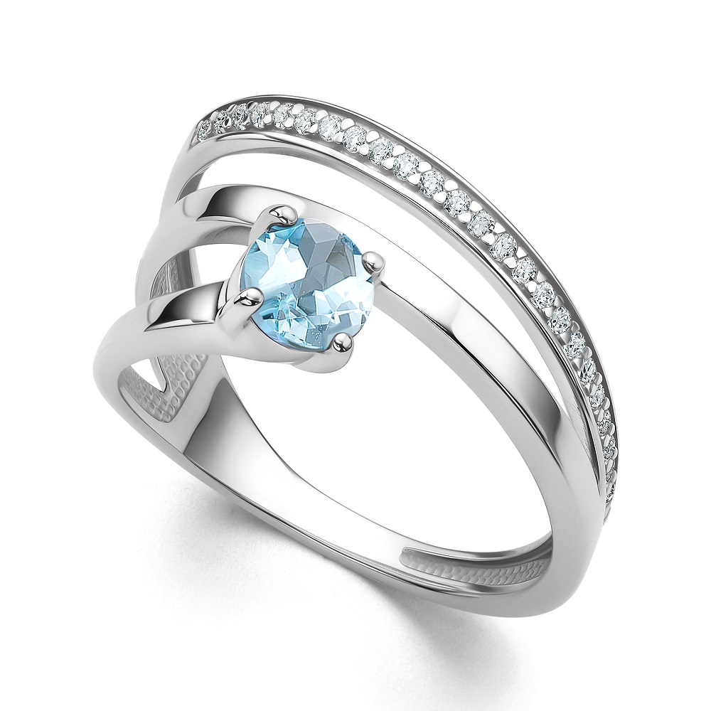 Ювелирное изделие - Кольцо из серебра с топазом и фианитами в магазине Best-Gold 146632