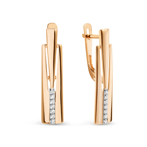 Серьги из красного золота с фианитами Ювелирное изделие - Серьги из красного золота с фианитами в магазине Best-Gold 073172