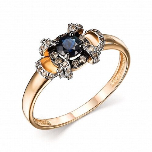 Кольцо из красного золота с сапфиром и бриллиантами Ювелирное изделие - Кольцо из красного золота с сапфиром и бриллиантами в магазине Best-Gold 056528