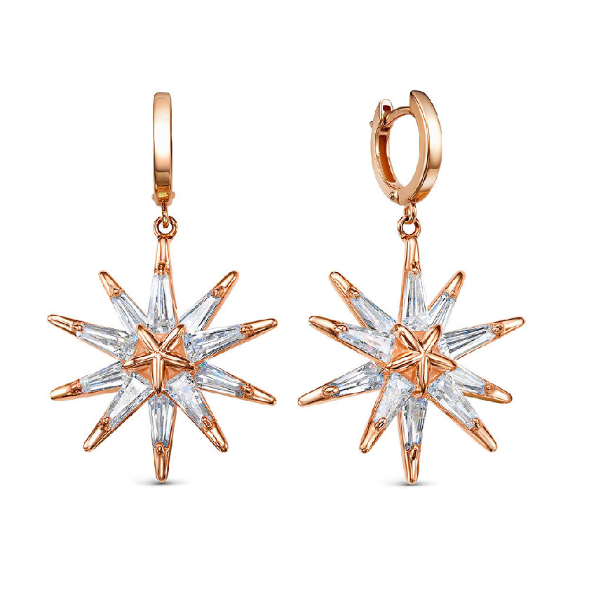 Серьги из красного золота с фианитами Ювелирное изделие - Серьги из красного золота с фианитами в магазине Best-Gold 144322