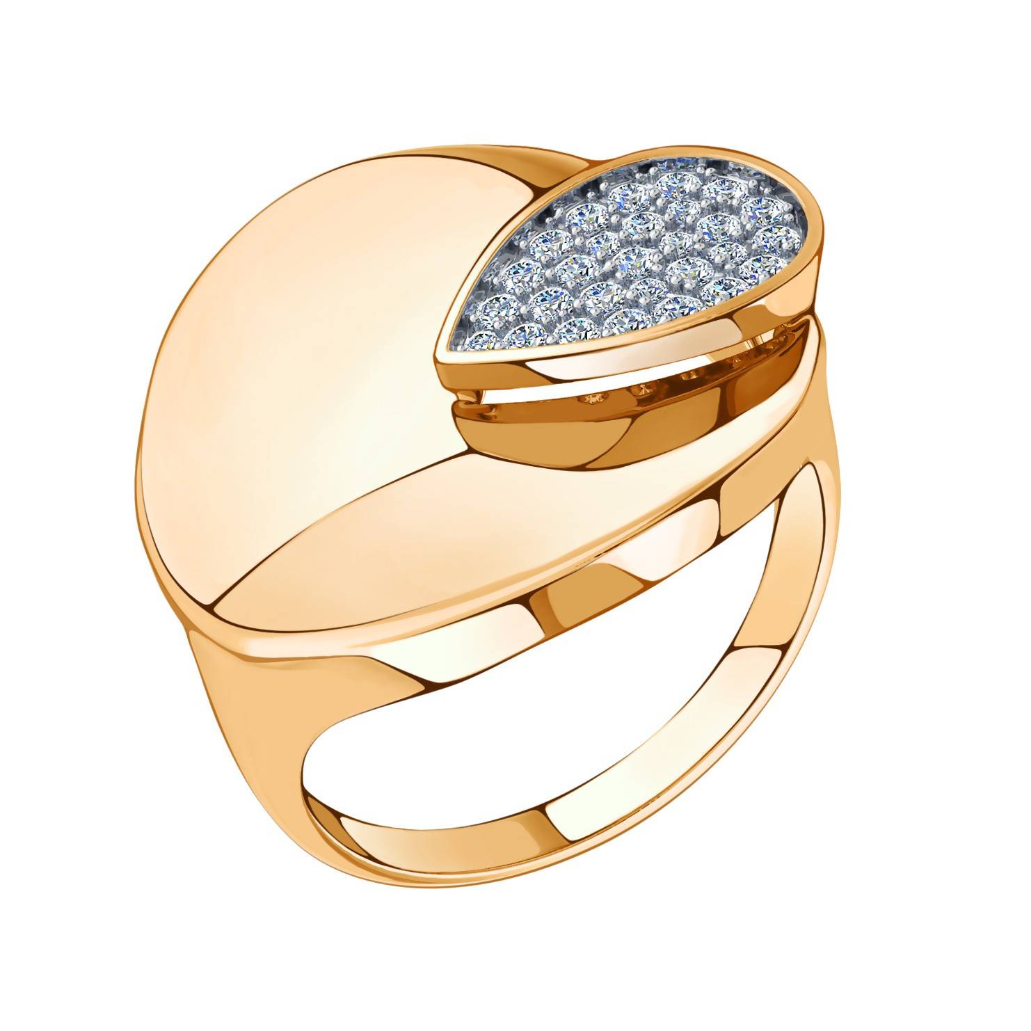 Ювелирное изделие - Кольцо из красного золота с фианитами в магазине Best-Gold 076690