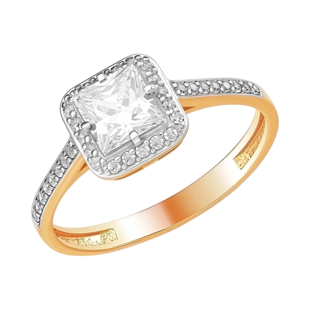 Ювелирное изделие - Кольцо из красного золота с фианитами в магазине Best-Gold 048919