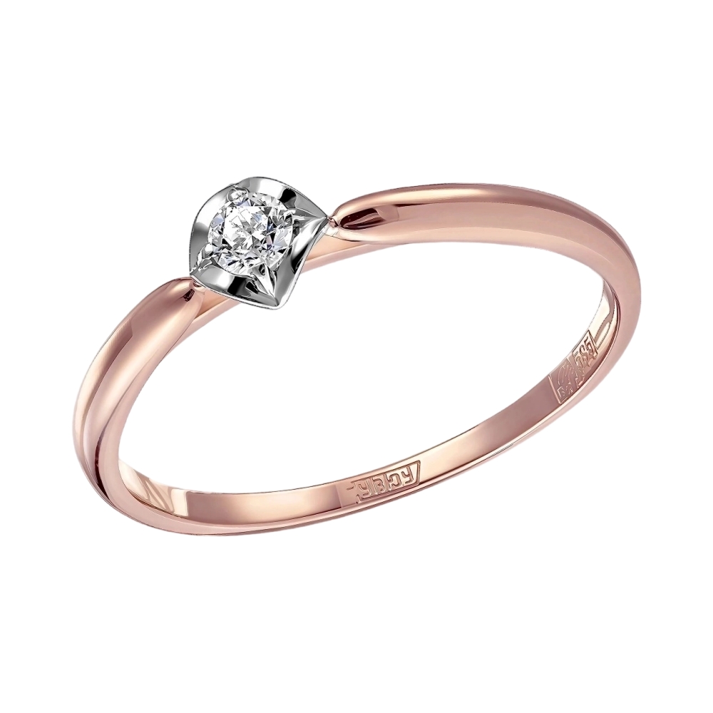 Ювелирное изделие - Кольцо помолвочное из красного золота с бриллиантом в магазине Best-Gold 154900