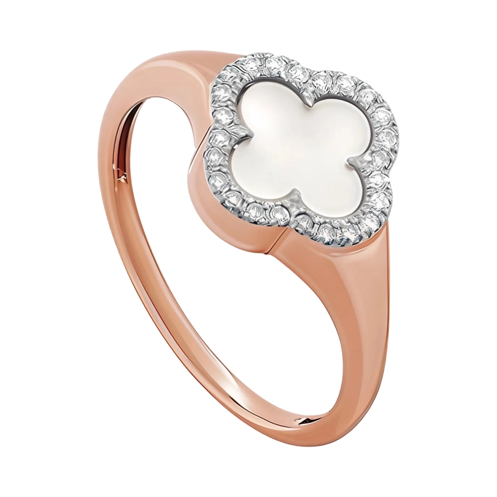 Ювелирное изделие - Кольцо из красного золота с перламутром и бриллиантами в магазине Best-Gold 150732