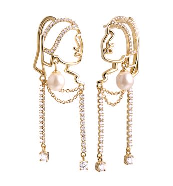 Серьги из серебра с жемчугом и фианитами Ювелирное изделие - Серьги из серебра с жемчугом и фианитами в магазине Best-Gold 149592