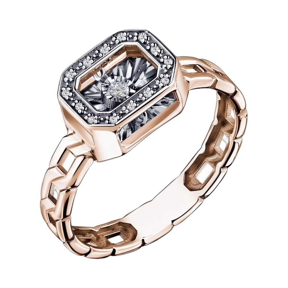 Кольцо из красного золота с бриллиантами Ювелирное изделие - Кольцо из красного золота с бриллиантами в магазине Best-Gold 139907