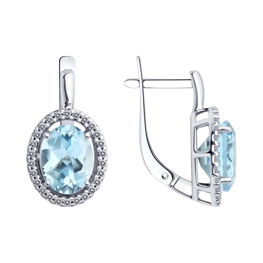 Ювелирное изделие - Серьги из серебра с топазом и фианитами в магазине Best-Gold 152558