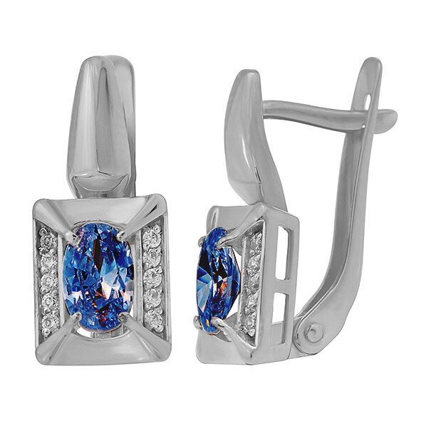 Серьги из белого золота с сапфирами и бриллиантами Ювелирное изделие - Серьги из белого золота с сапфирами и бриллиантами в магазине Best-Gold 080041