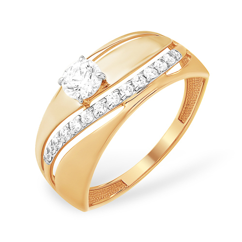 Кольцо из красного золота с фианитами