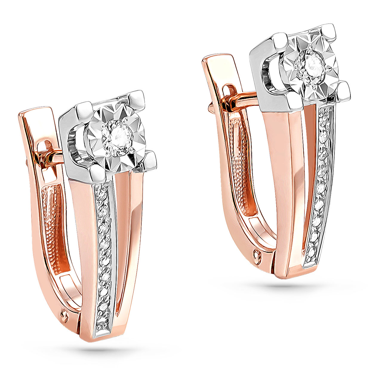 Серьги из красного золота с бриллиантами Ювелирное изделие - Серьги из красного золота с бриллиантами в магазине Best-Gold 154933