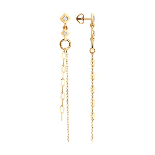 Серьги из красного золота с фианитами Ювелирное изделие - Серьги из красного золота с фианитами в магазине Best-Gold 152314