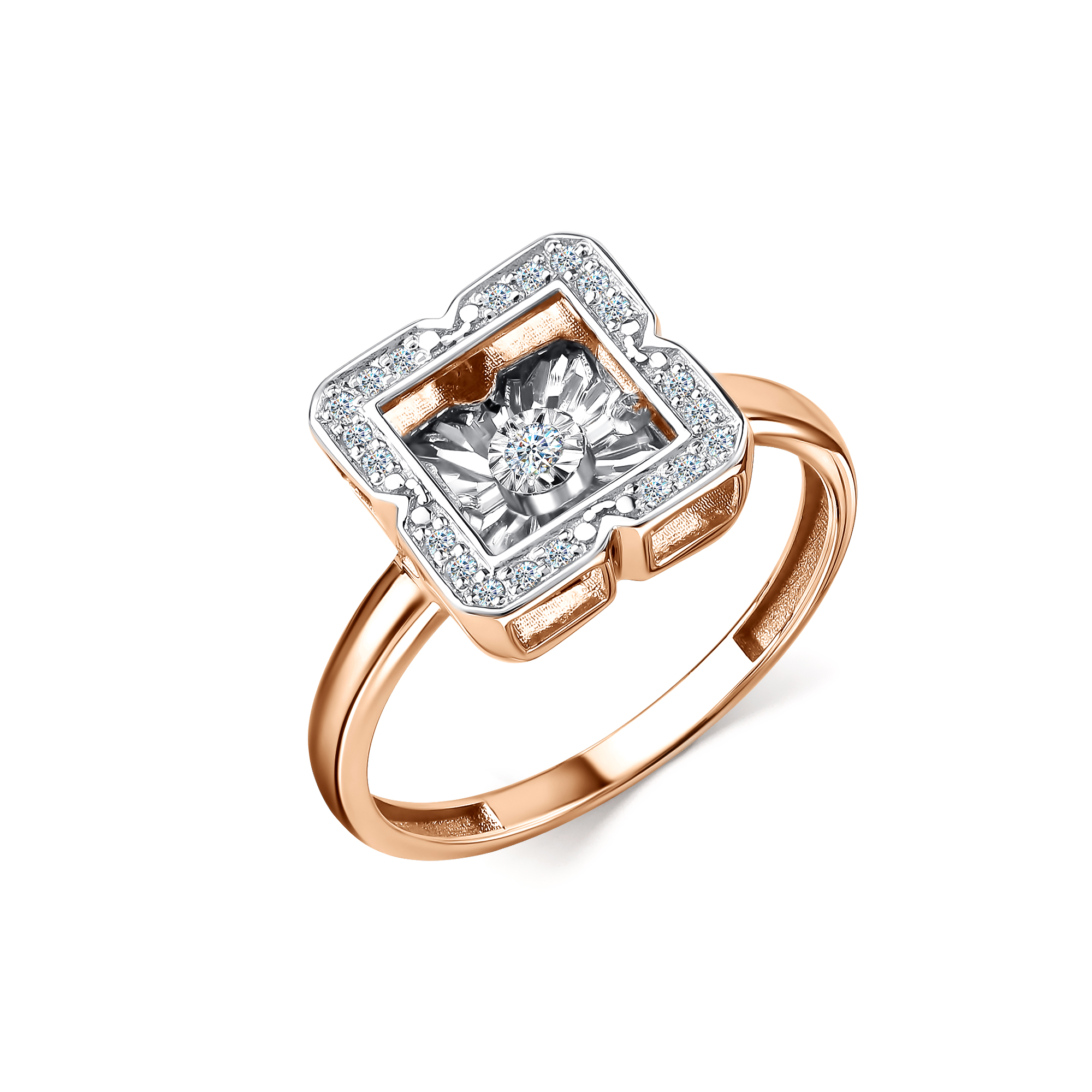 Кольцо из красного золота с брилиантами Ювелирное изделие - Кольцо из красного золота с брилиантами в магазине Best-Gold 132224