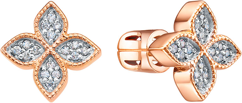 Ювелирное изделие - Серьги из красного золота с фианитами в магазине Best-Gold 130932