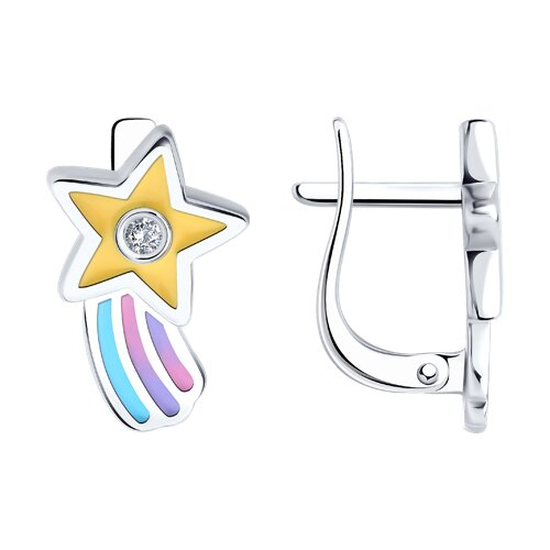 Серьги из серебра с фианитами и эмалью Ювелирное изделие - Серьги из серебра с фианитами и эмалью в магазине Best-Gold 152803