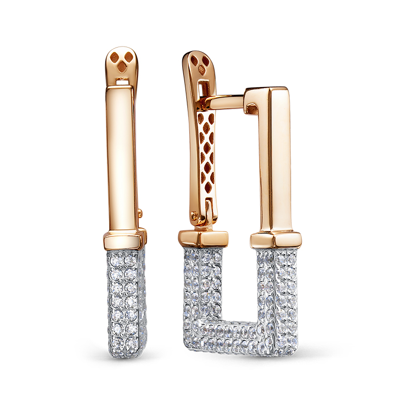 Серьги из красного золота с фианитами Ювелирное изделие - Серьги из красного золота с фианитами в магазине Best-Gold 156876