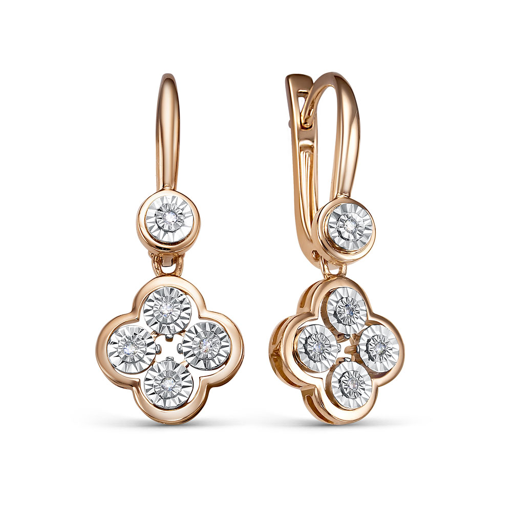 Ювелирное изделие - Серьги из красного золота с бриллиантами в магазине Best-Gold 153870