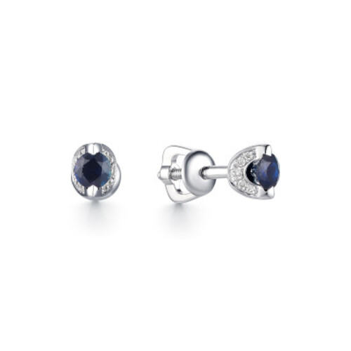 Ювелирное изделие - Серьги из белого золота с бриллиантами и сапфирами в магазине Best-Gold 016364