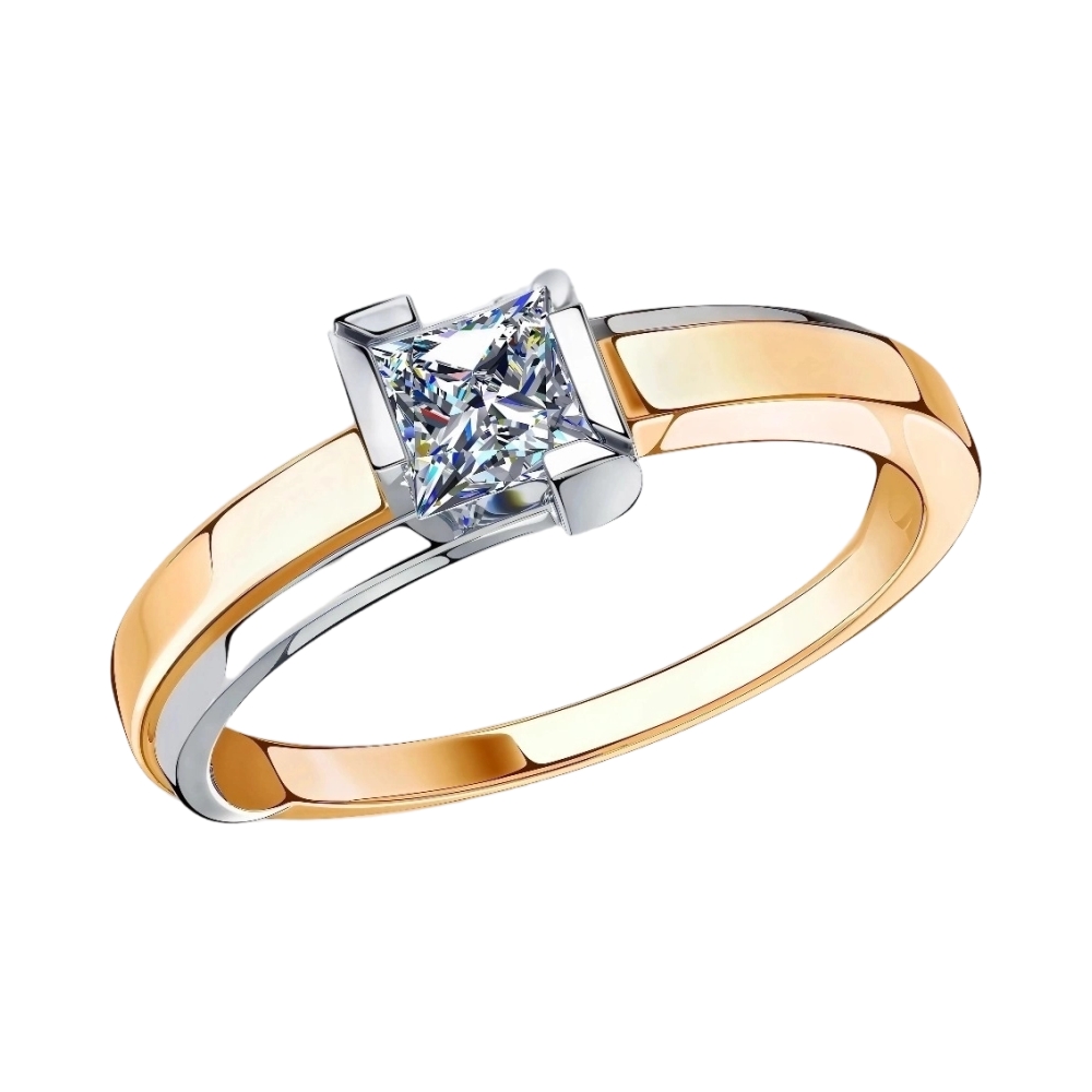 Ювелирное изделие - Кольцо помолвочное из красного золота с фианитом в магазине Best-Gold 155903