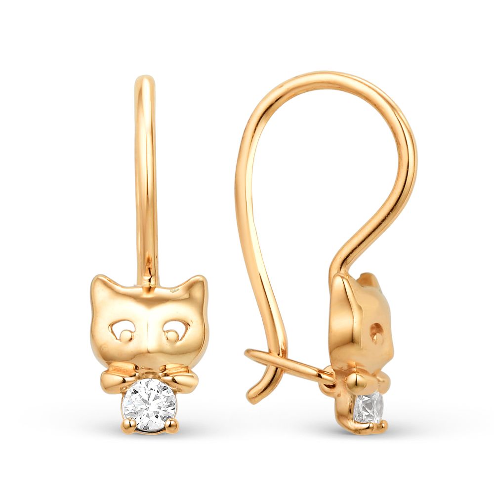 Ювелирное изделие - Серьги из красного золота с фианитами в магазине Best-Gold 117962