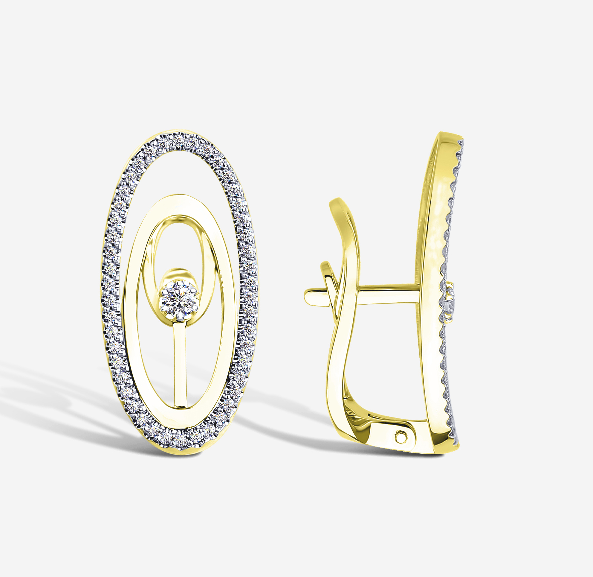 Серьги из желтого золота с бриллиантами Ювелирное изделие - Серьги из желтого золота с бриллиантами в магазине Best-Gold 144073