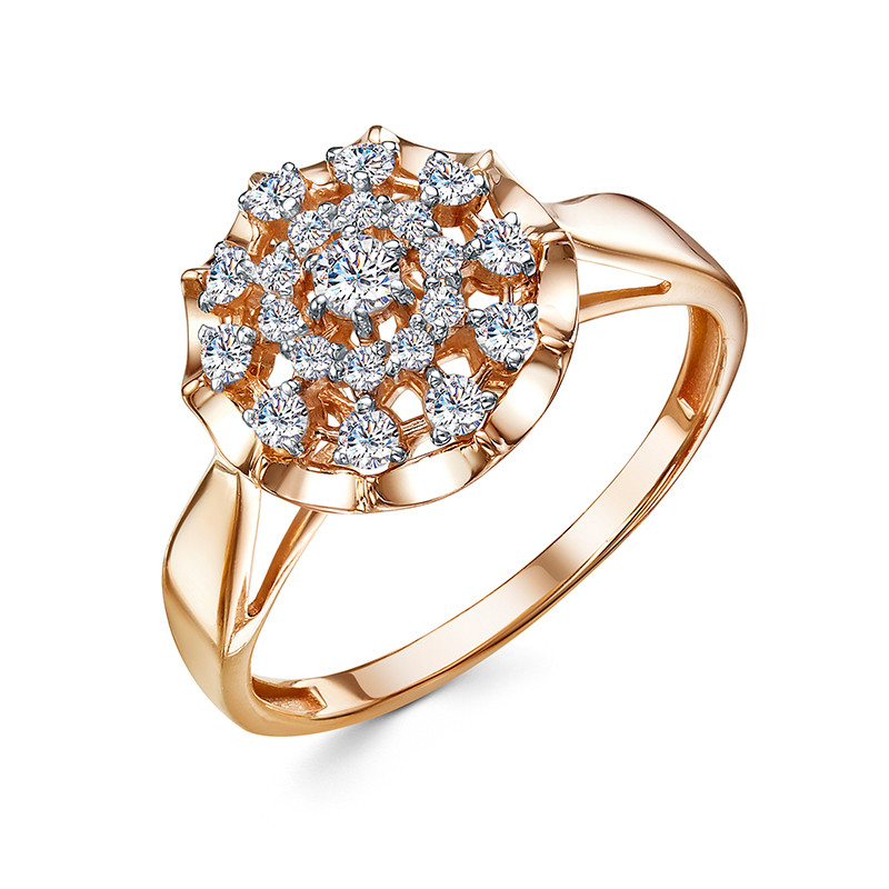 Кольцо из красного золота с фианитами Ювелирное изделие - Кольцо из красного золота с фианитами в магазине Best-Gold 068036