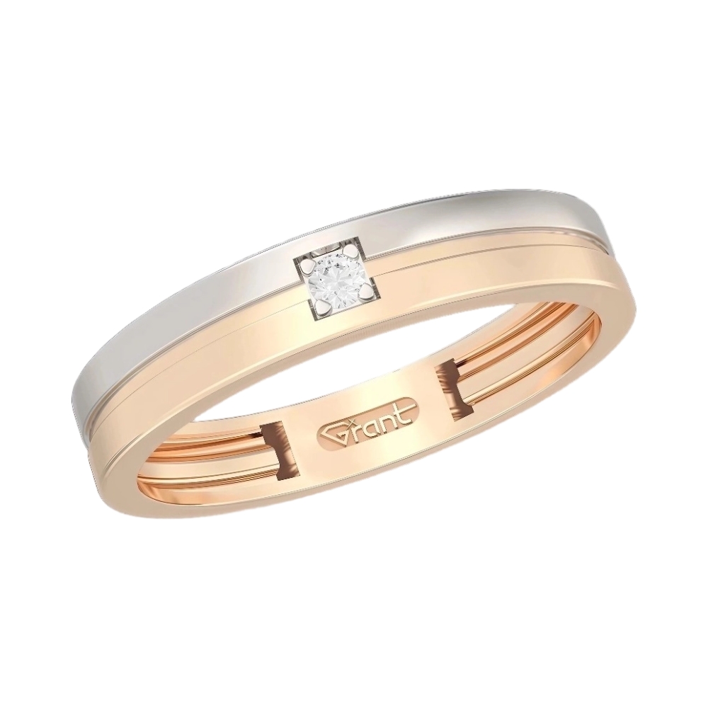 Ювелирное изделие - Обручальное кольцо из комбинированного золота с бриллиантом в магазине Best-Gold 155445