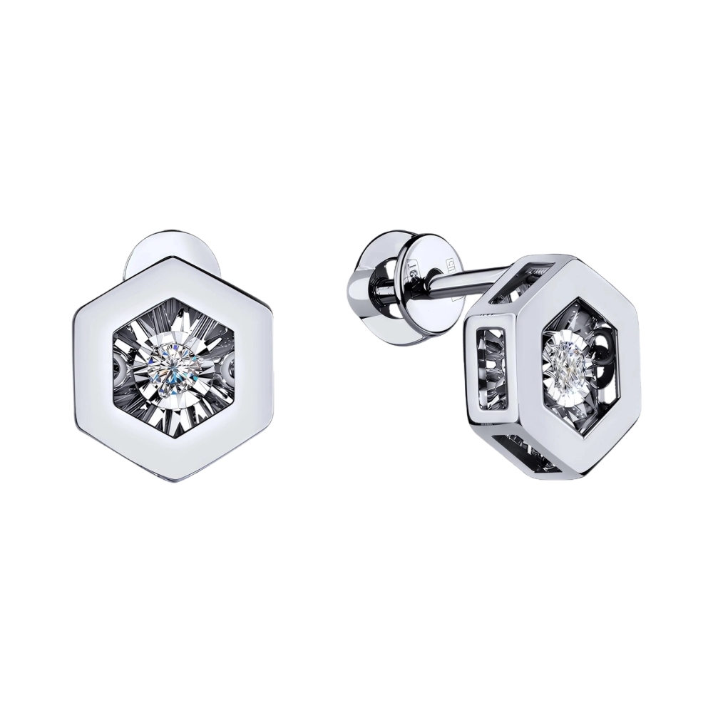 Ювелирное изделие - Серьги из белого золота с бриллиантами в магазине Best-Gold 156279