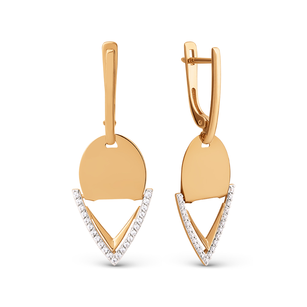 Ювелирное изделие - Серьги из красного золота с фианитами в магазине Best-Gold 151614