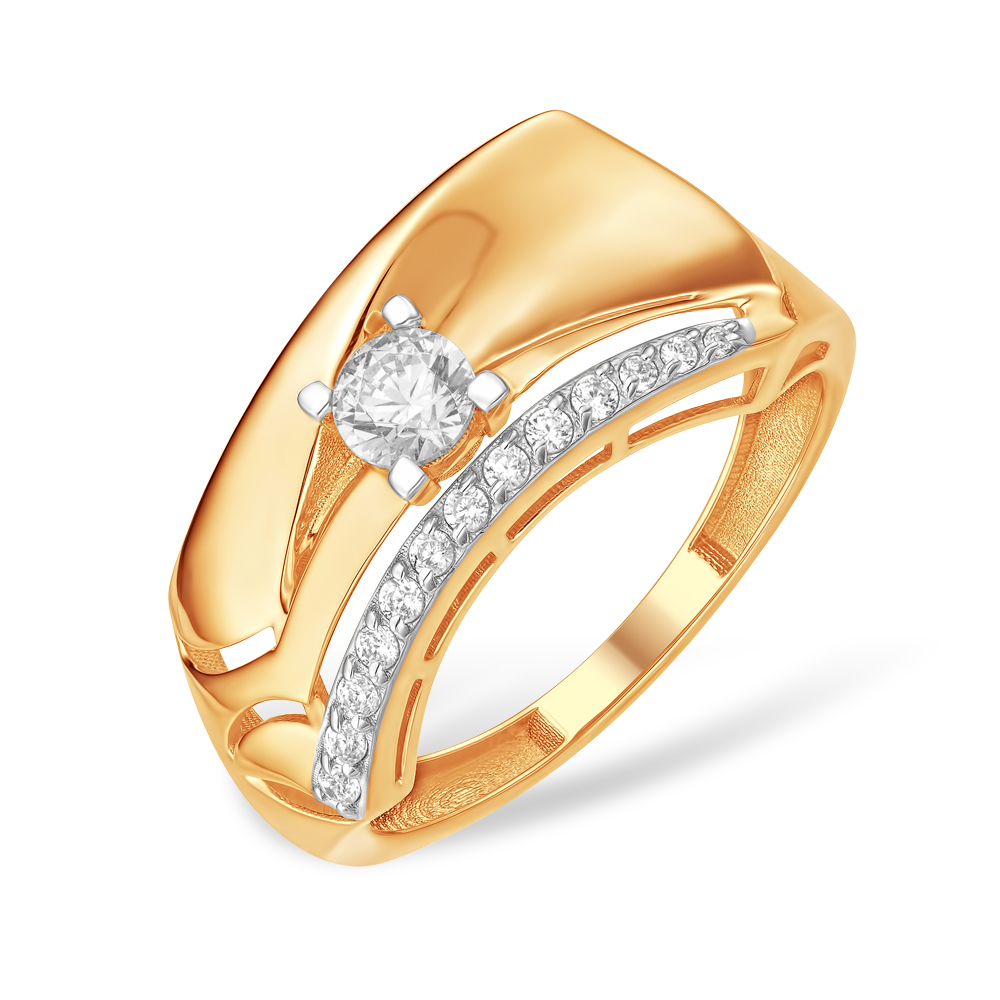 Кольцо из красного золота с фианитами