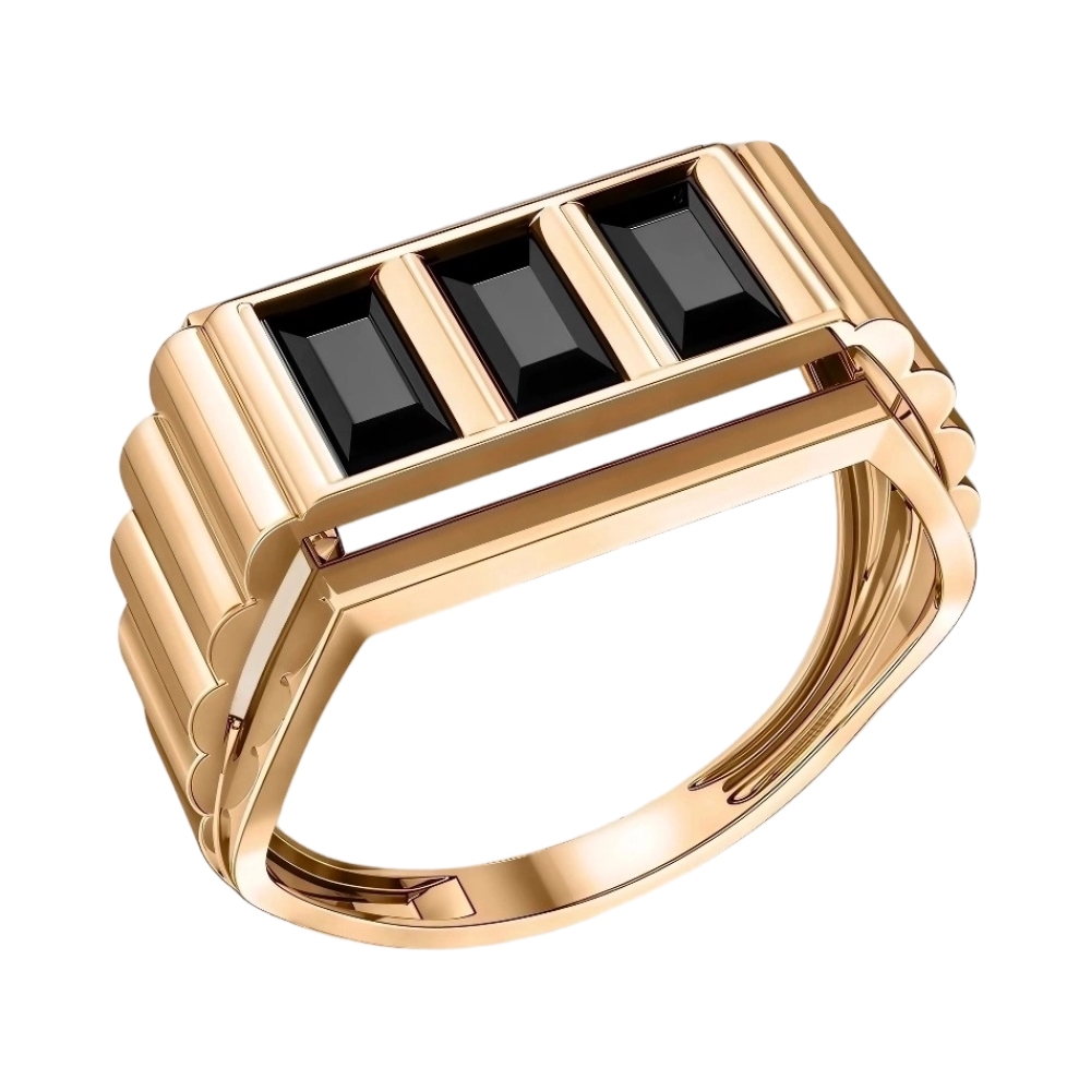 Ювелирное изделие - Печатка мужская из красного золота с фианитами в магазине Best-Gold 155947