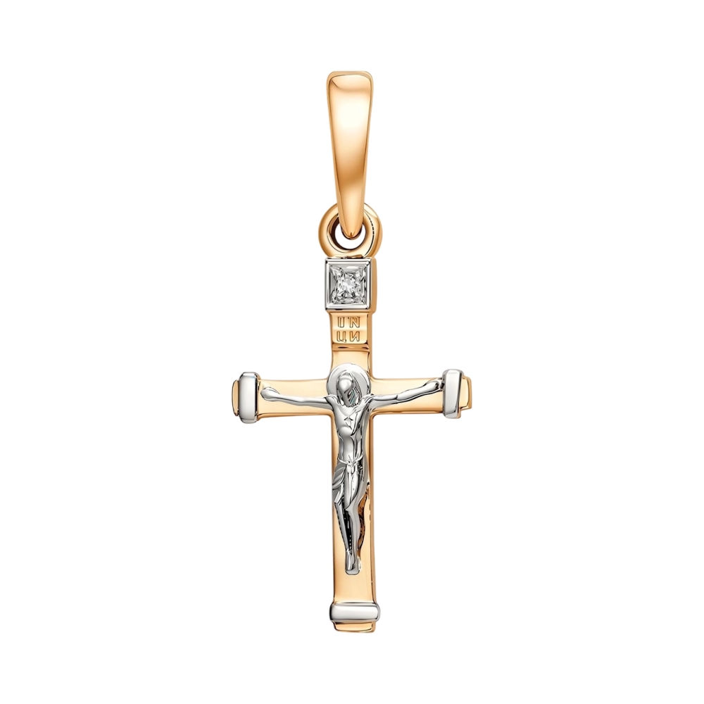 Крест из красного золота с бриллиантом Ювелирное изделие - Крест из красного золота с бриллиантом в магазине Best-Gold 156086
