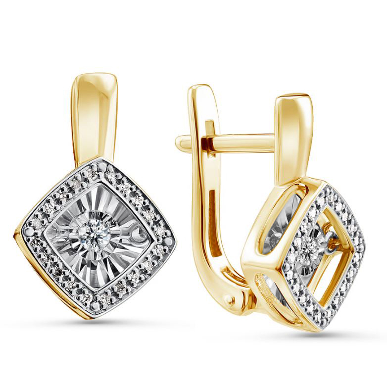 Ювелирное изделие - Серьги из желтого золота с бриллиантам в магазине Best-Gold 073937