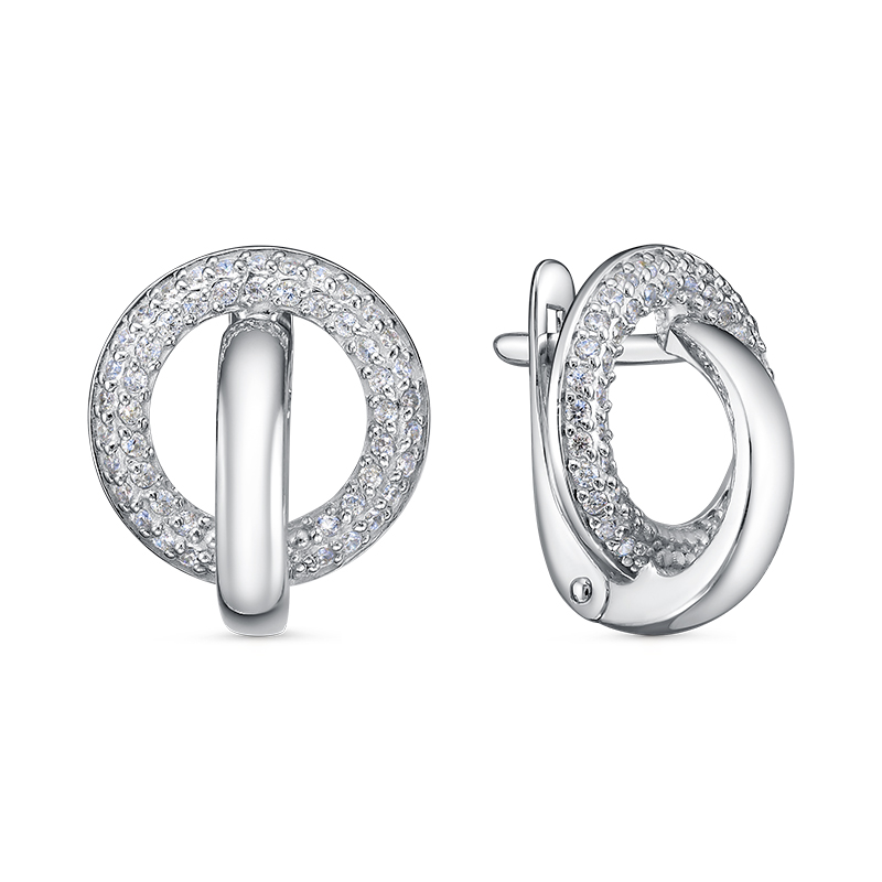 Серьги из серебра с фианитами