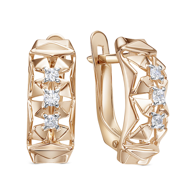 Серьги из красного золота с фианитами Ювелирное изделие - Серьги из красного золота с фианитами в магазине Best-Gold 142524