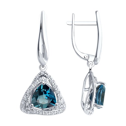 Серьги из белого золота с топазом и бриллиантами Ювелирное изделие - Серьги из белого золота с топазом и бриллиантами в магазине Best-Gold 144861