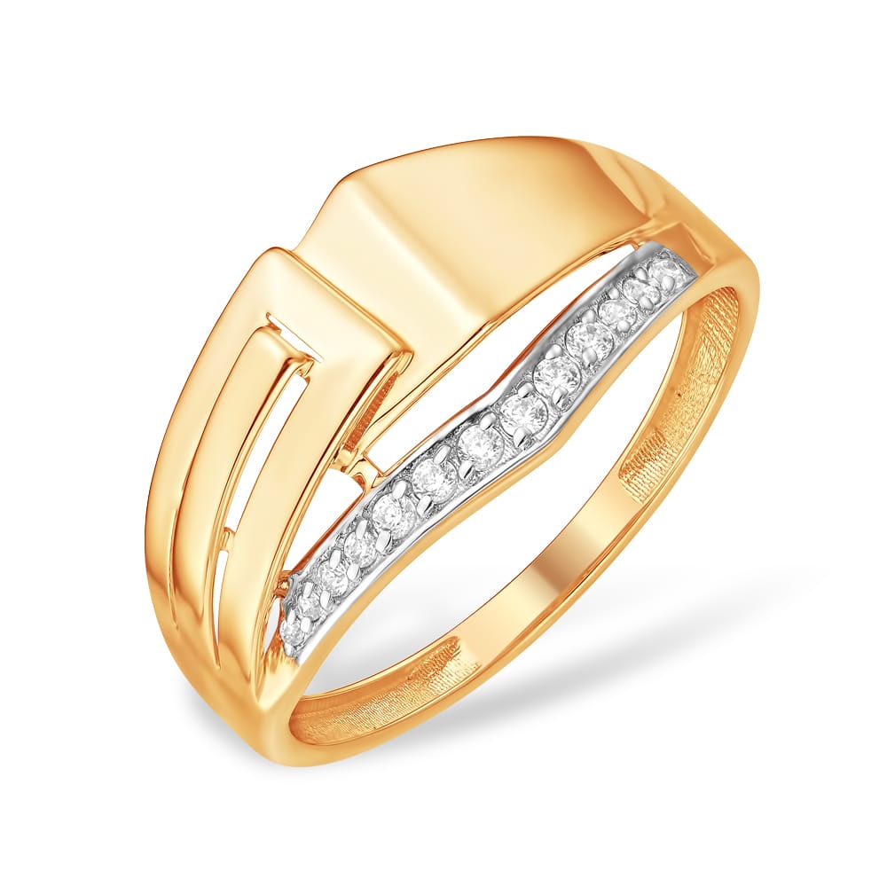 Кольцо из красного золота с фианитами