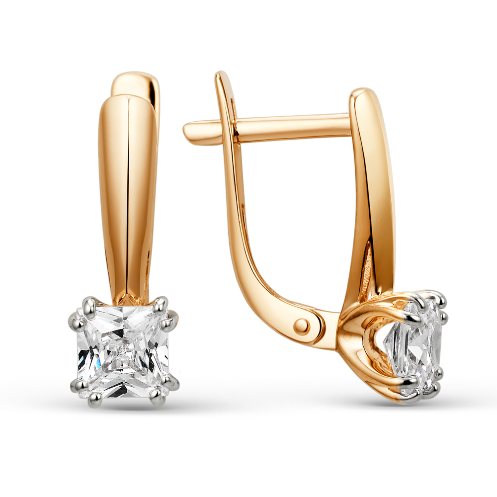 Ювелирное изделие - Серьги в желтом золоте с фианитами в магазине Best-Gold 129004