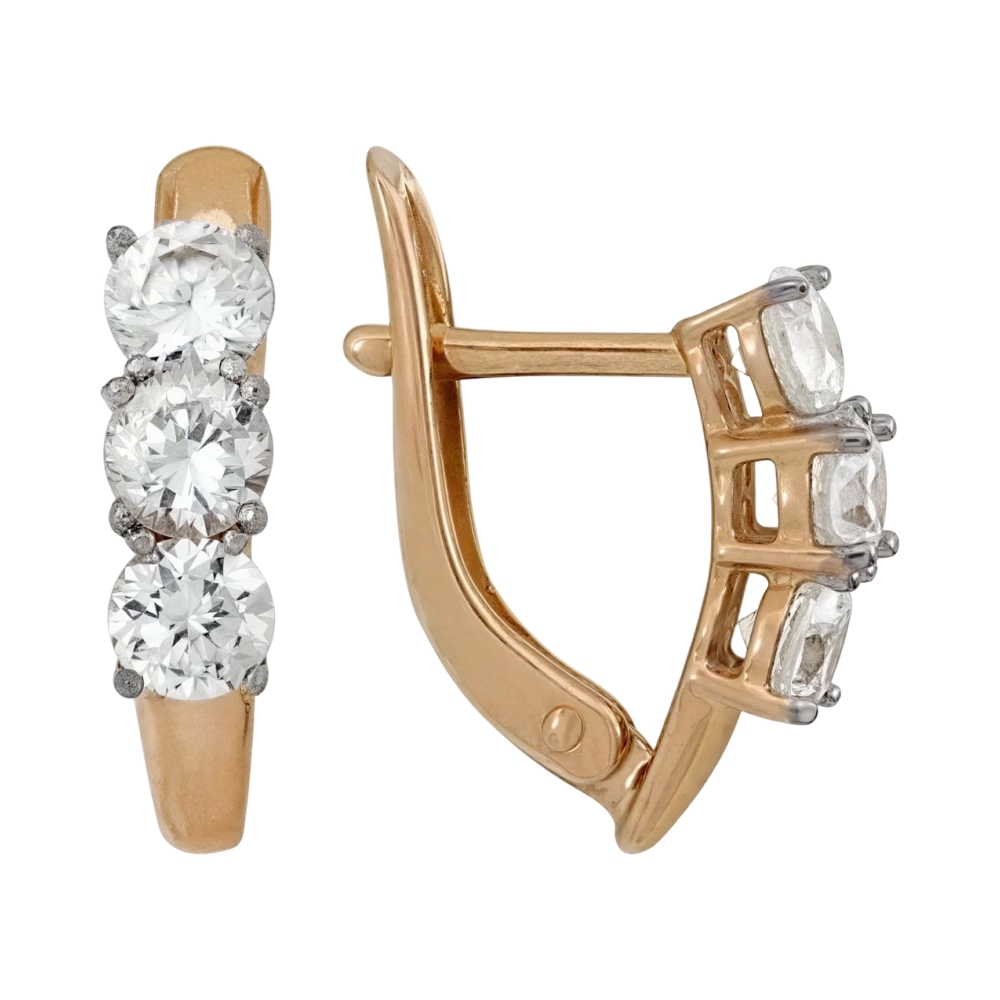 Ювелирное изделие - Серьги из красного золота с фианитами в магазине Best-Gold 103286