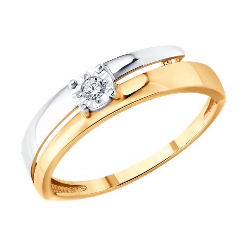 Кольцо из красного золота с бриллиантом